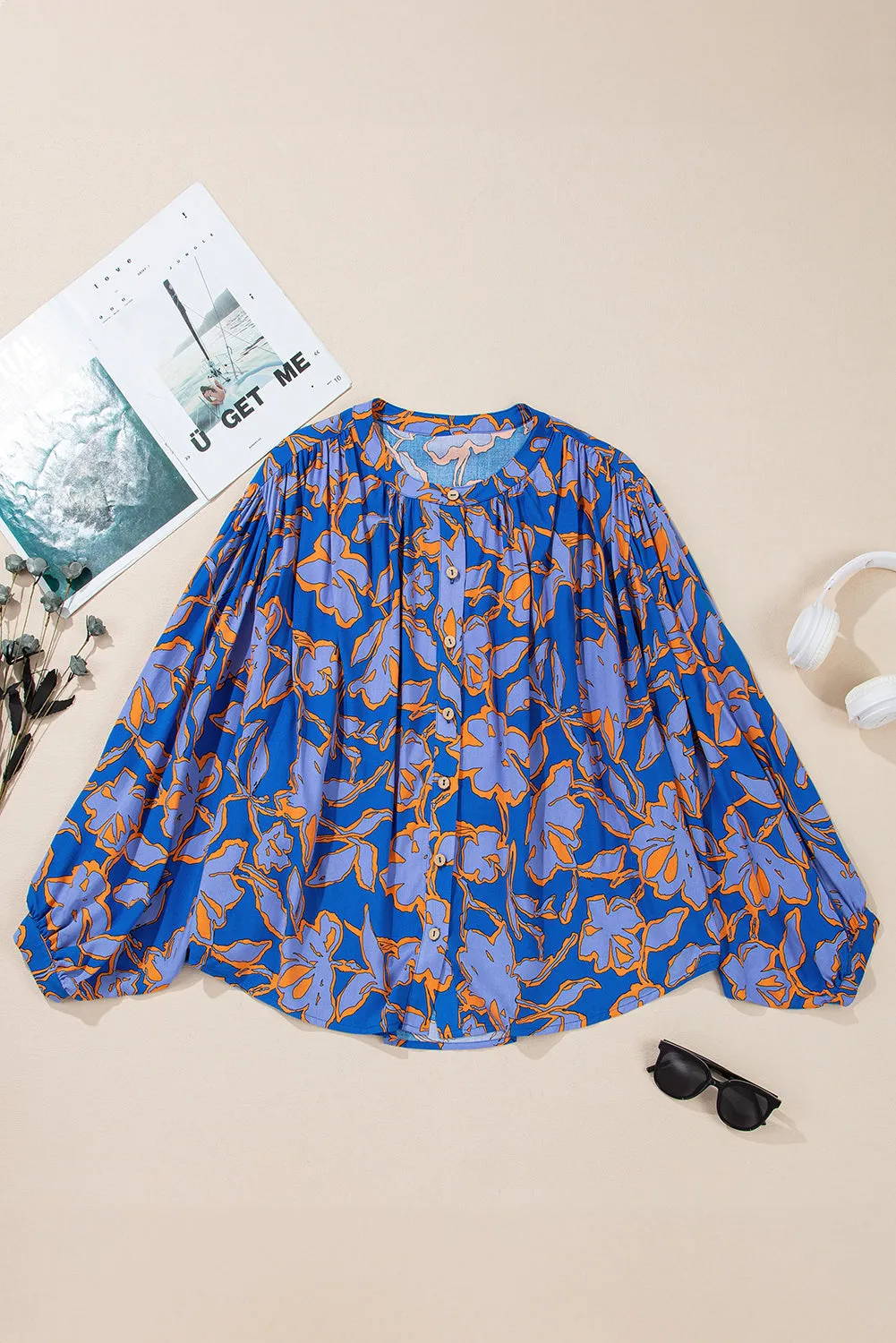 Alyssa Floral Buttoned Loose Fit Shirt by Threaded Pear sold by Zulily product image thumbnail 5