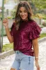 Lenora Glittering Sequin Short Bubble Sleeve Blouse by Threaded Pear sold by Zulily