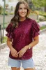 Lenora Glittering Sequin Short Bubble Sleeve Blouse by Threaded Pear sold by Zulily