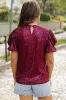 Lenora Glittering Sequin Short Bubble Sleeve Blouse by Threaded Pear sold by Zulily