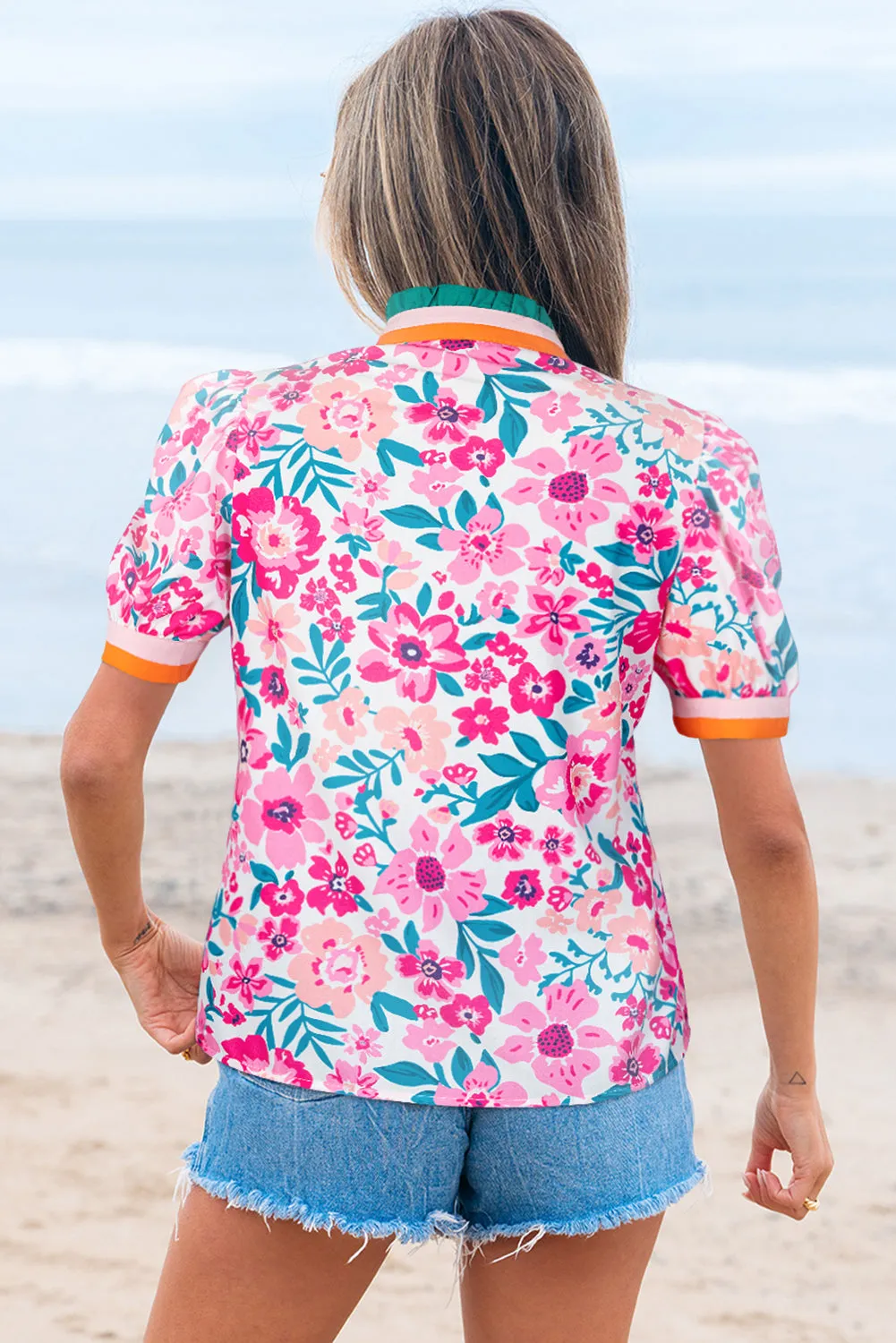 Gianna Floral Short Sleeve Blouse by Threaded Pear sold by Zulily product image thumbnail 2
