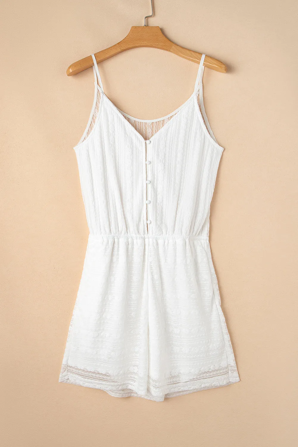 Lexi Lace Spaghetti Strap V Neck Loose Fit Romper by Threaded Pear sold by Zulily product image thumbnail 5