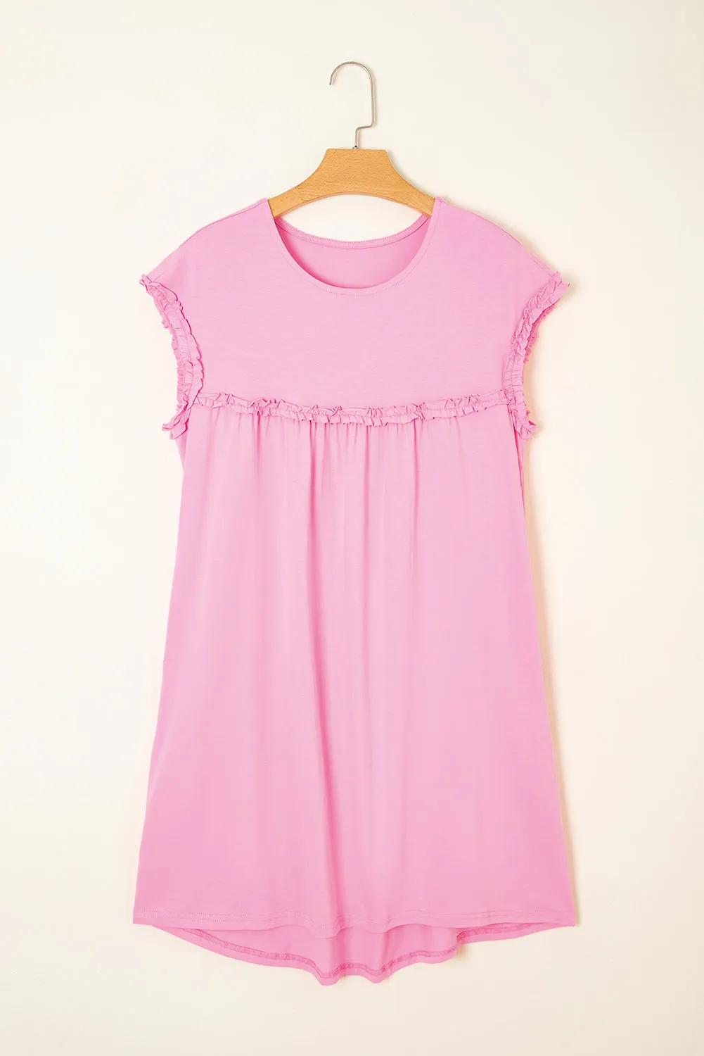 Keily Frilled Trim Loose Fit Mini Dress by Threaded Pear sold by Zulily product image thumbnail 4