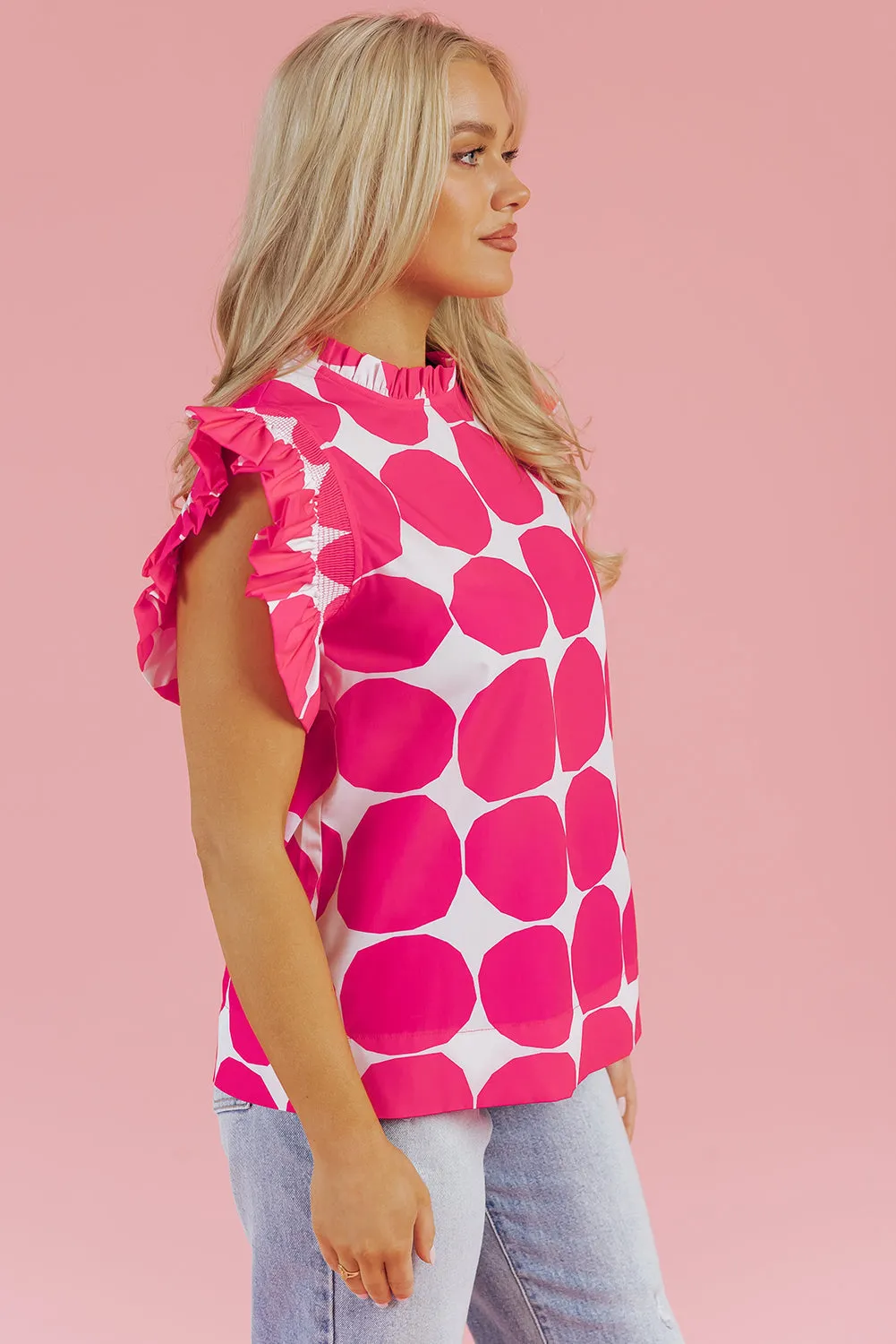 Loretta Bubblegum Pattern Frilled Top by Threaded Pear sold by Zulily product image thumbnail 3