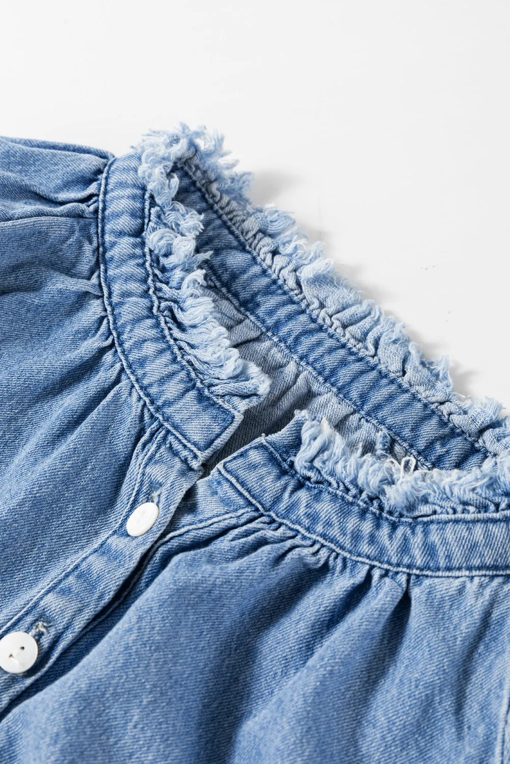 Natasha Buttoned Denim Top by Threaded Pear sold by Zulily product image thumbnail 5