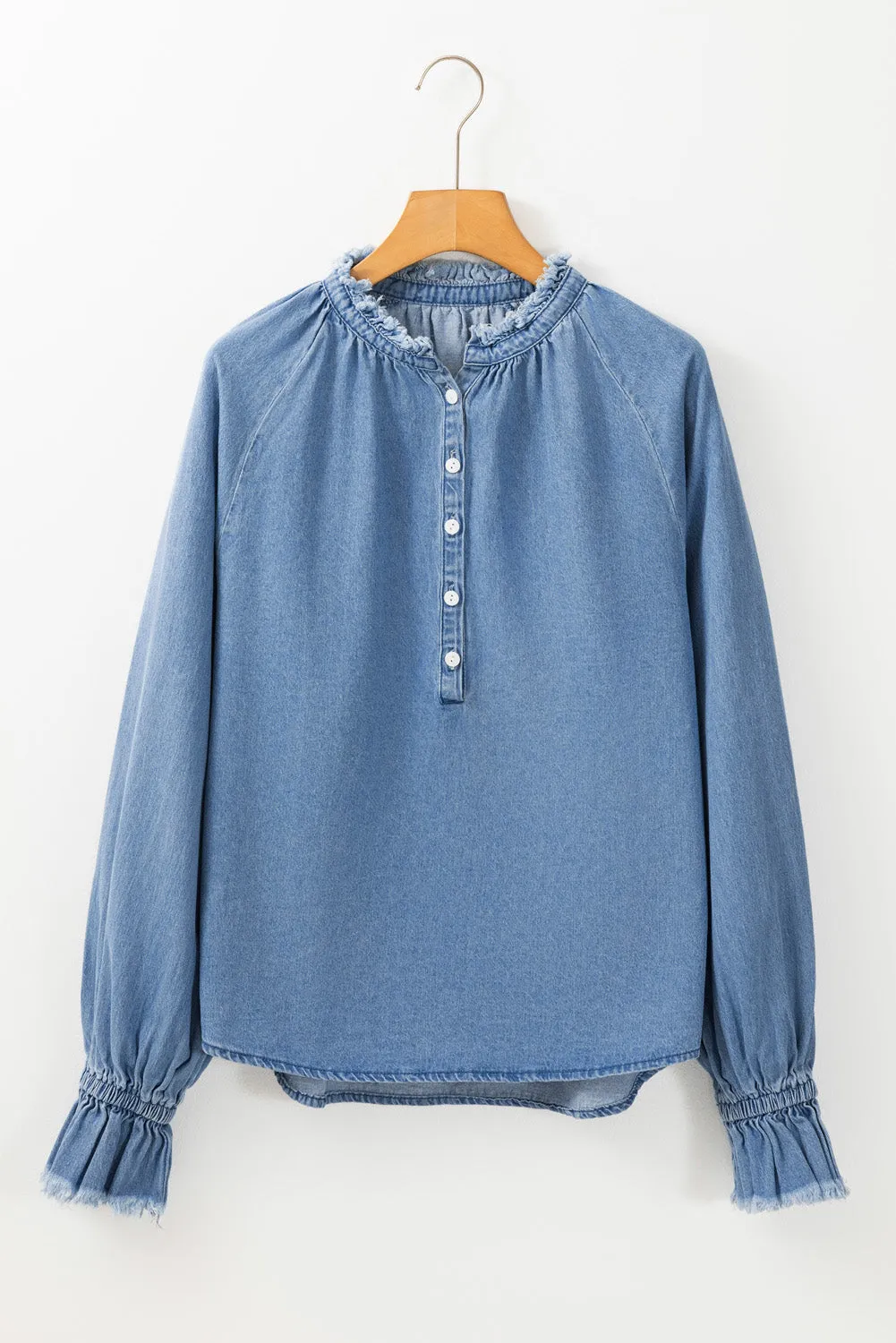 Natasha Buttoned Denim Top by Threaded Pear sold by Zulily product image thumbnail 4