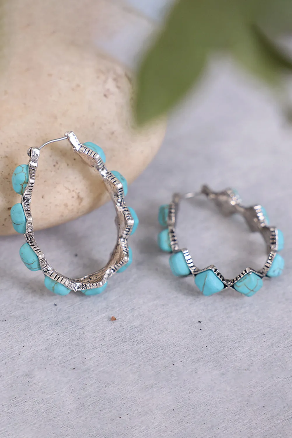 Green Square Turquoise Gem Earrings by Threaded Pear sold by Zulily product image thumbnail 2
