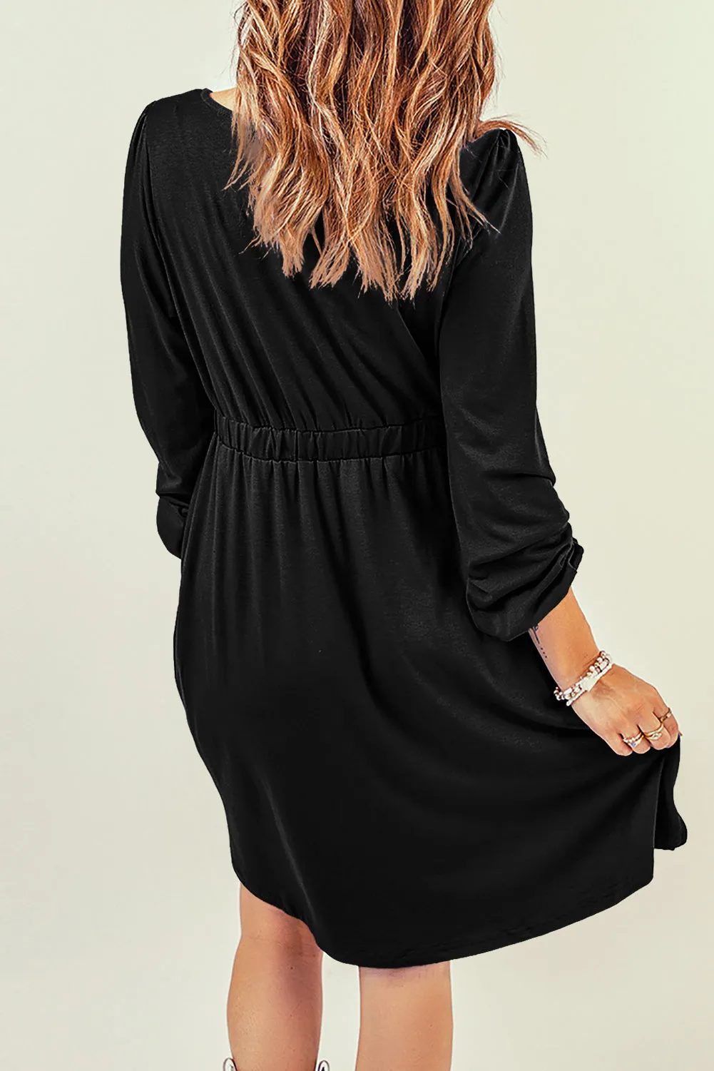 Button Up High Waist Long Sleeve Dress by Threaded Pear sold by Zulily product image thumbnail 2