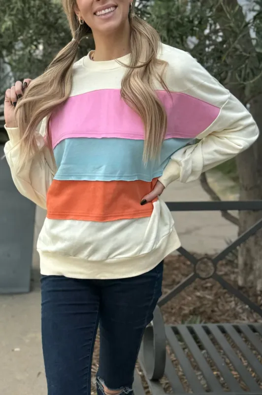 Leilani Patchwork Sweatshirt by Threaded Pear sold by Zulily