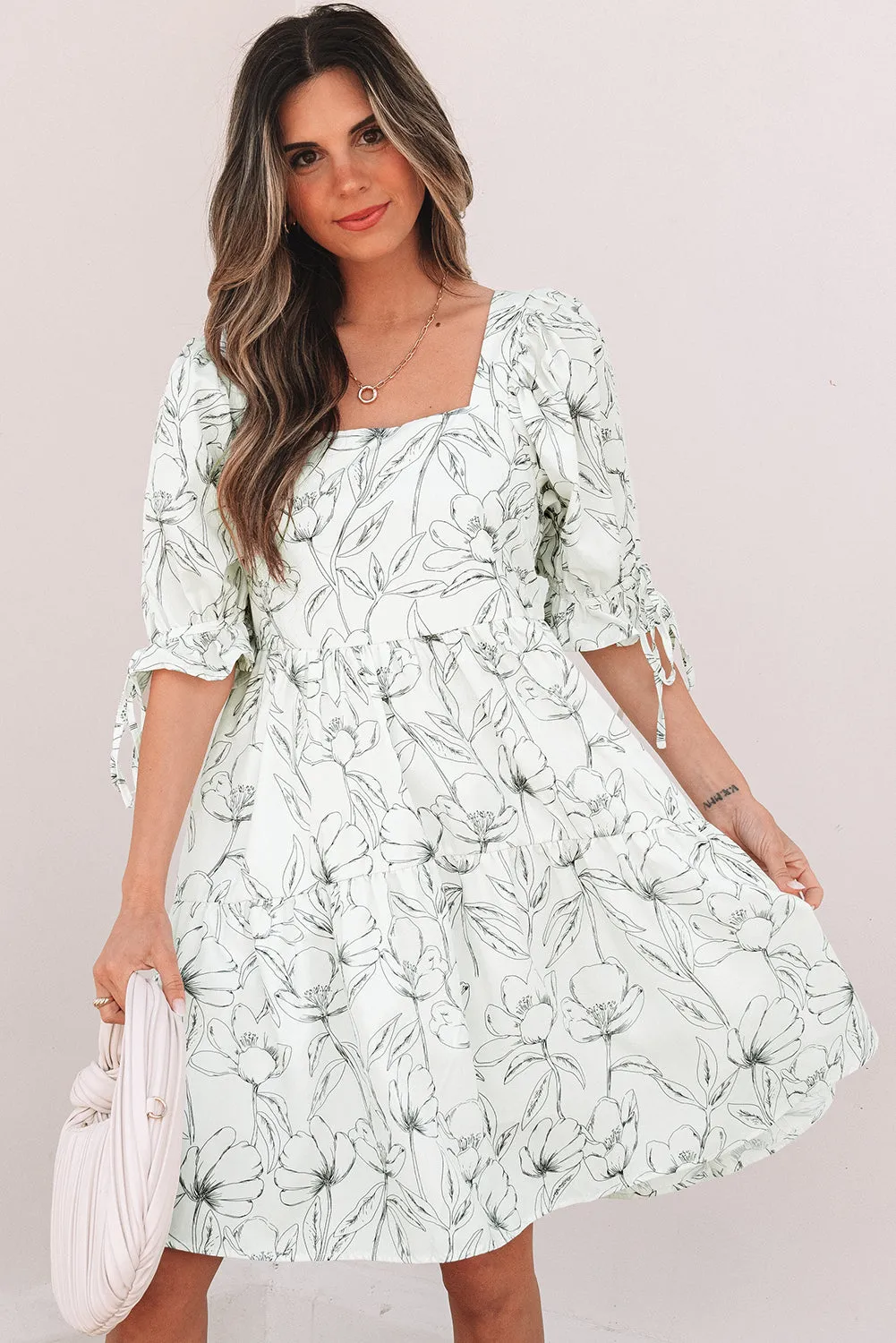 Ariya Floral Shirred Back Puff Sleeve Dress by Threaded Pear sold by Zulily