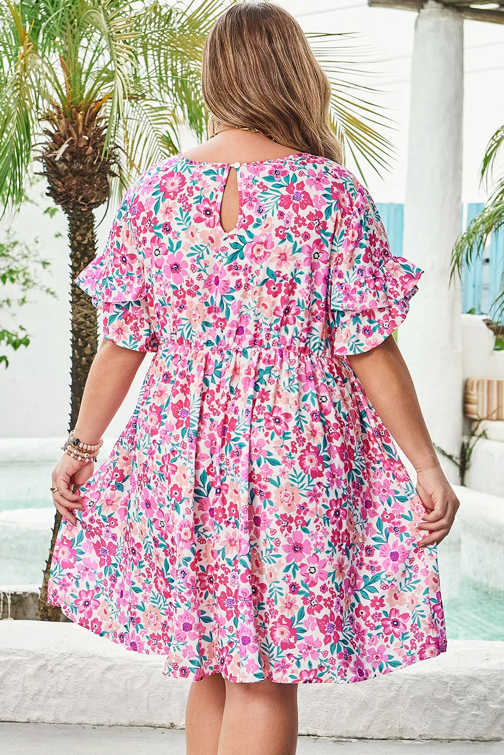 Talia Plus Size Floral Short Sleeve Flare Dress by Threaded Pear sold by Zulily product image thumbnail 2
