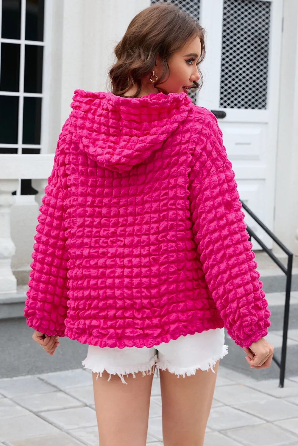 Brynn Bubble Textured Waffle Hoodie by Threaded Pear sold by Zulily product image thumbnail 2