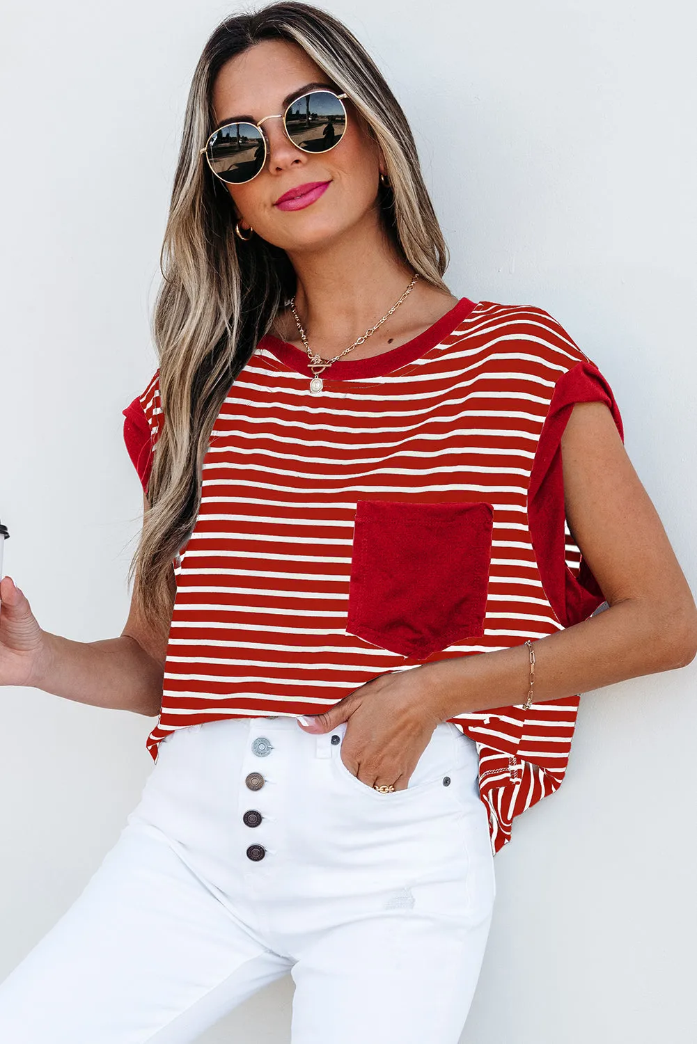 Annika Stripe Round Neck Tank Top by Threaded Pear sold by Zulily product image thumbnail 3