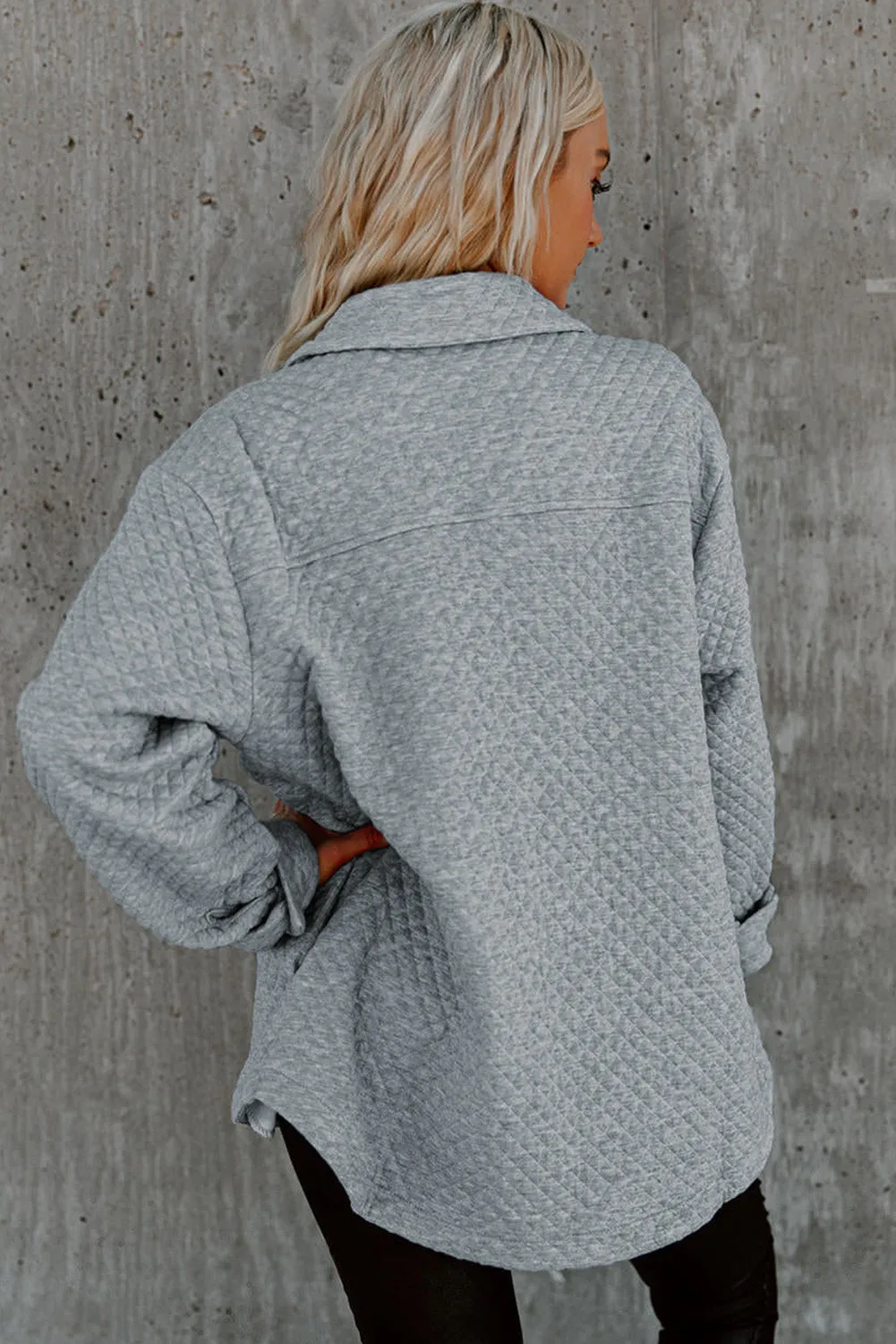 Brooklynn Retro Quilted Flap Pocket Button Shacket by Threaded Pear sold by Zulily product image thumbnail 4