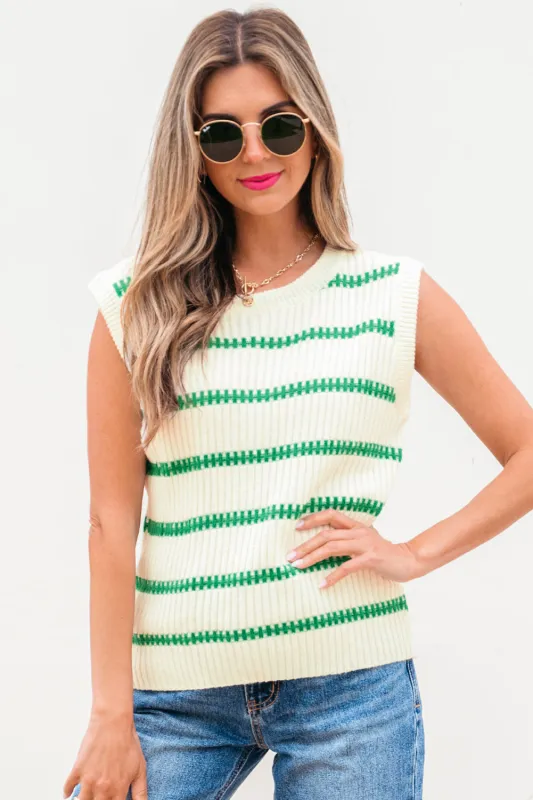 Ivey Striped Round Neck Casual Sweater Vest by Threaded Pear sold by Zulily