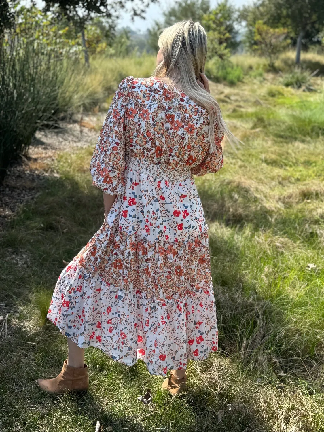 Lily Floral Ruffled Tiered Midi Dress by Threaded Pear sold by Zulily product image thumbnail 2