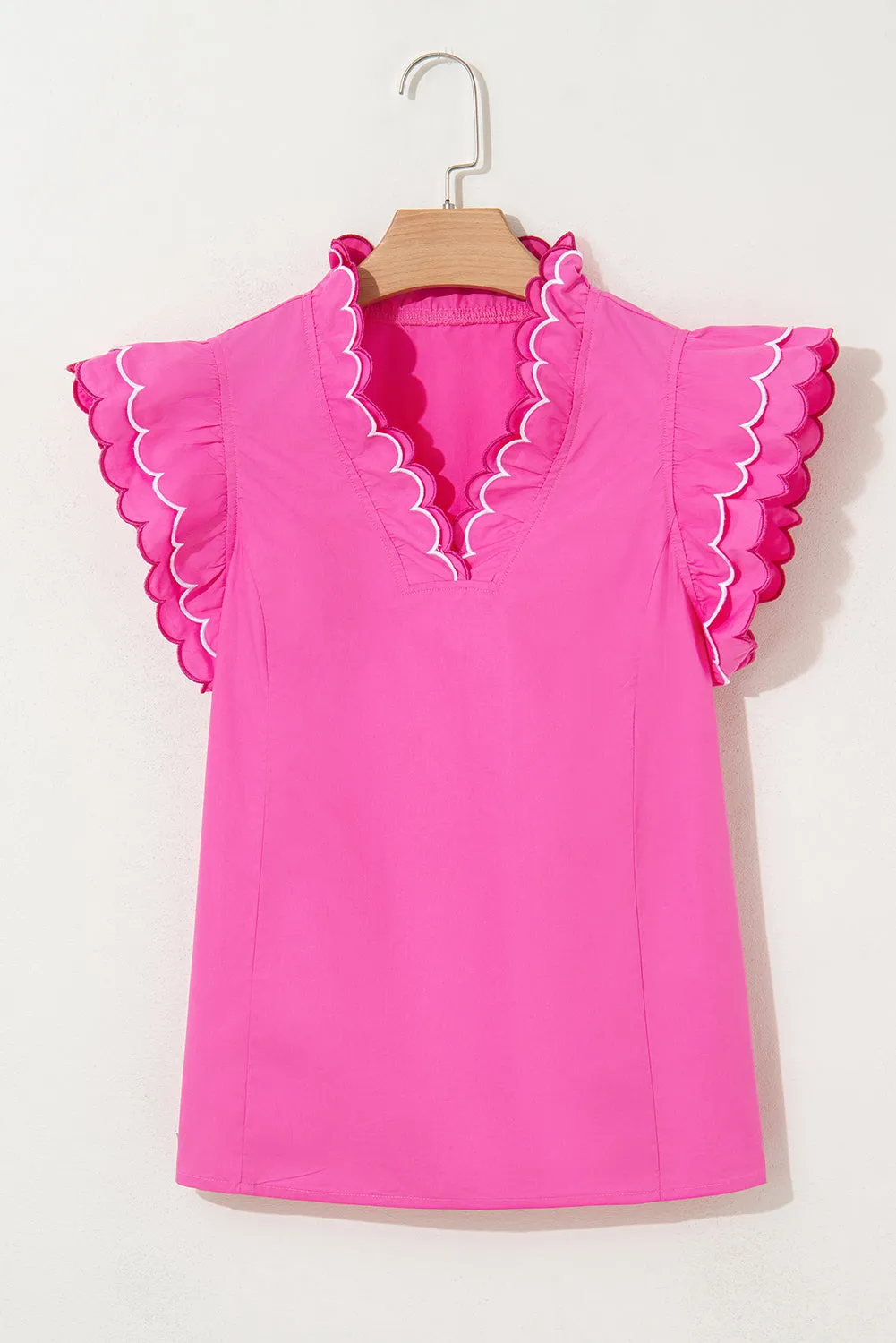 Jazmine Scallop Short Sleeve V Neck Blouse by Threaded Pear sold by Zulily product image thumbnail 4