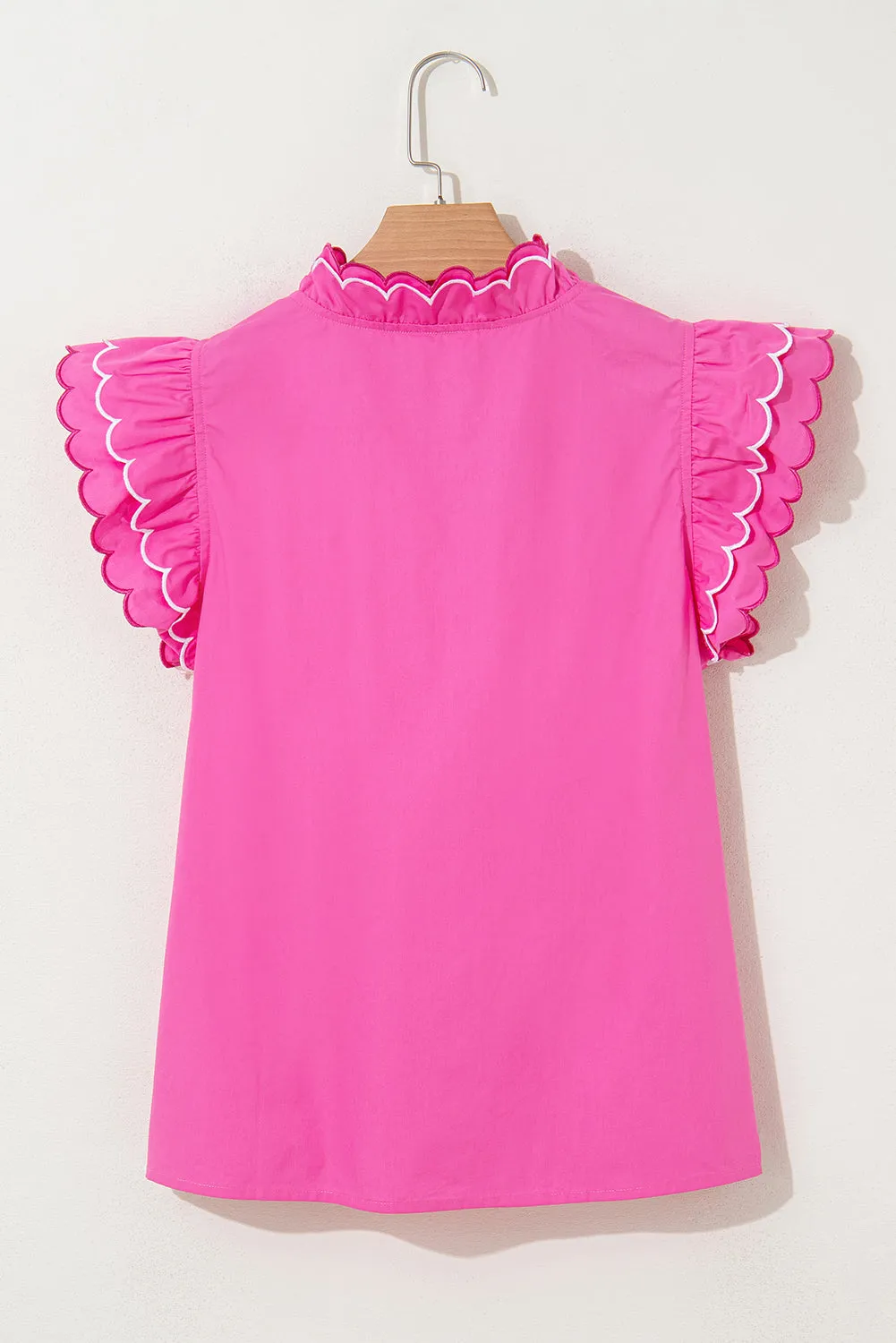 Jazmine Scallop Short Sleeve V Neck Blouse by Threaded Pear sold by Zulily product image thumbnail 5