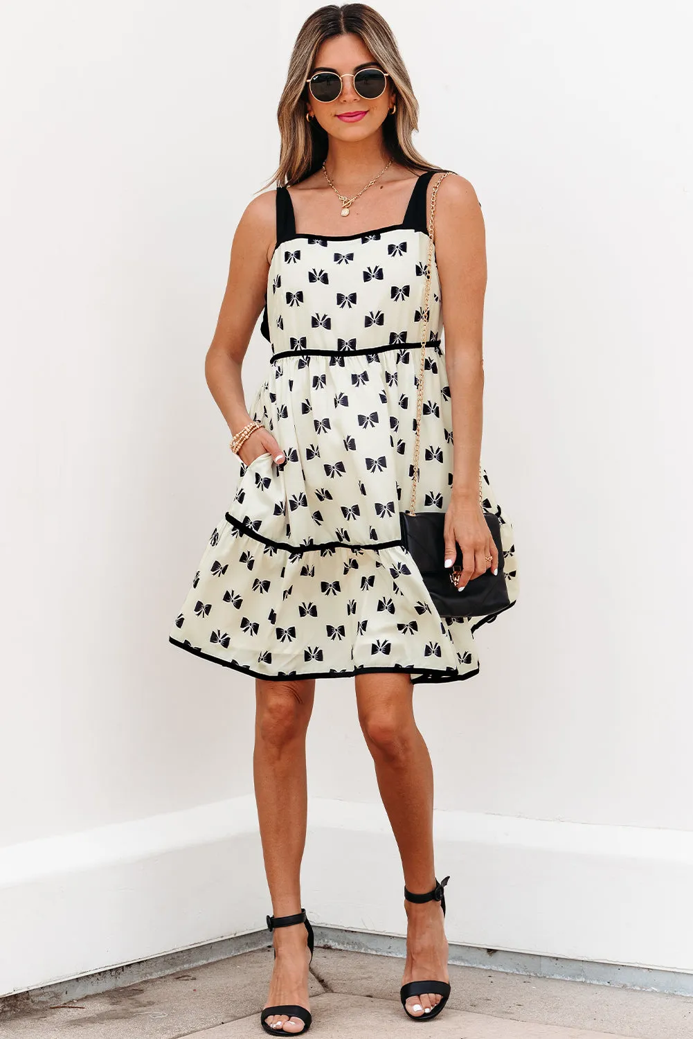 Pagie Bow Knot Shoulder Mini Dress by Threaded Pear sold by Zulily product image thumbnail 4