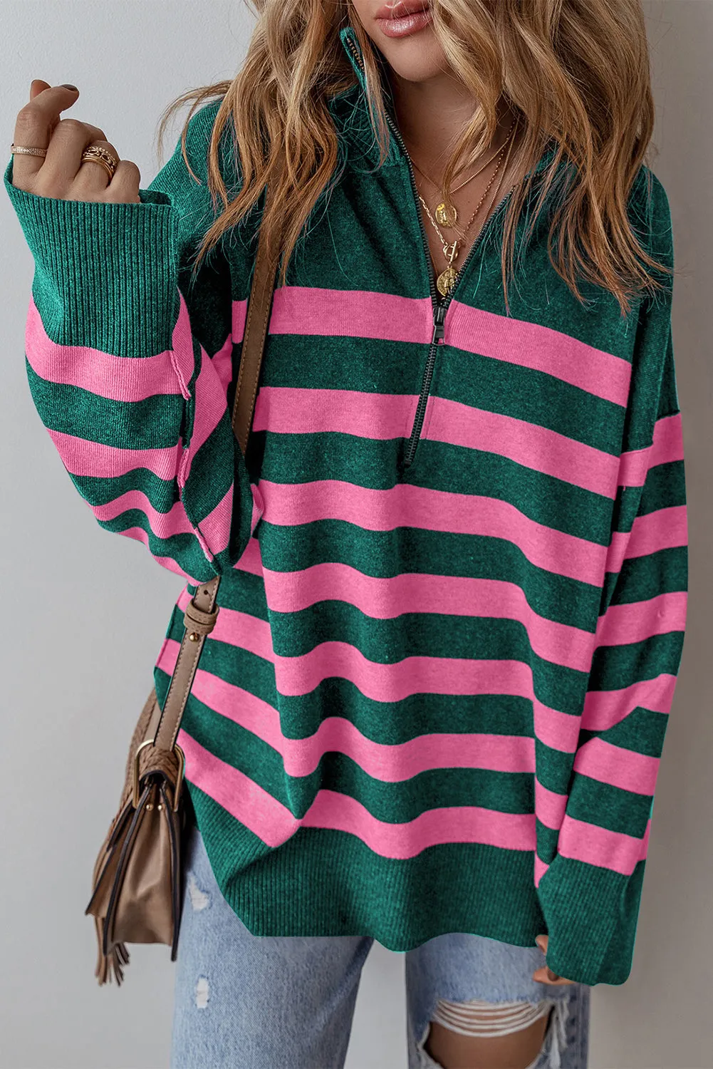 Peyton Collared Quarter Zipper Oversized Sweater by Threaded Pear sold by Zulily product image thumbnail 3