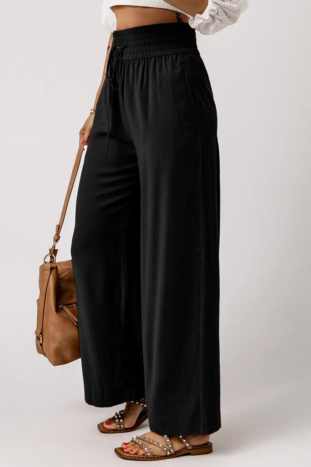Kenzie Drawstring Elastic Waist Casual Wide Leg Pants by Threaded Pear sold by Zulily product image thumbnail 3