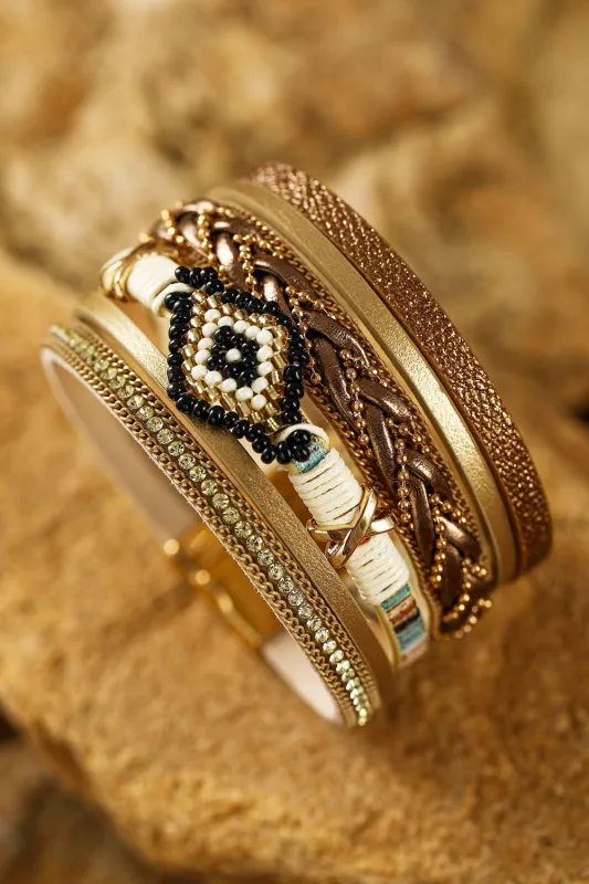 Multicolor Rhinestone Beaded Magnetic Buckle Bracelet by Threaded Pear sold by Zulily