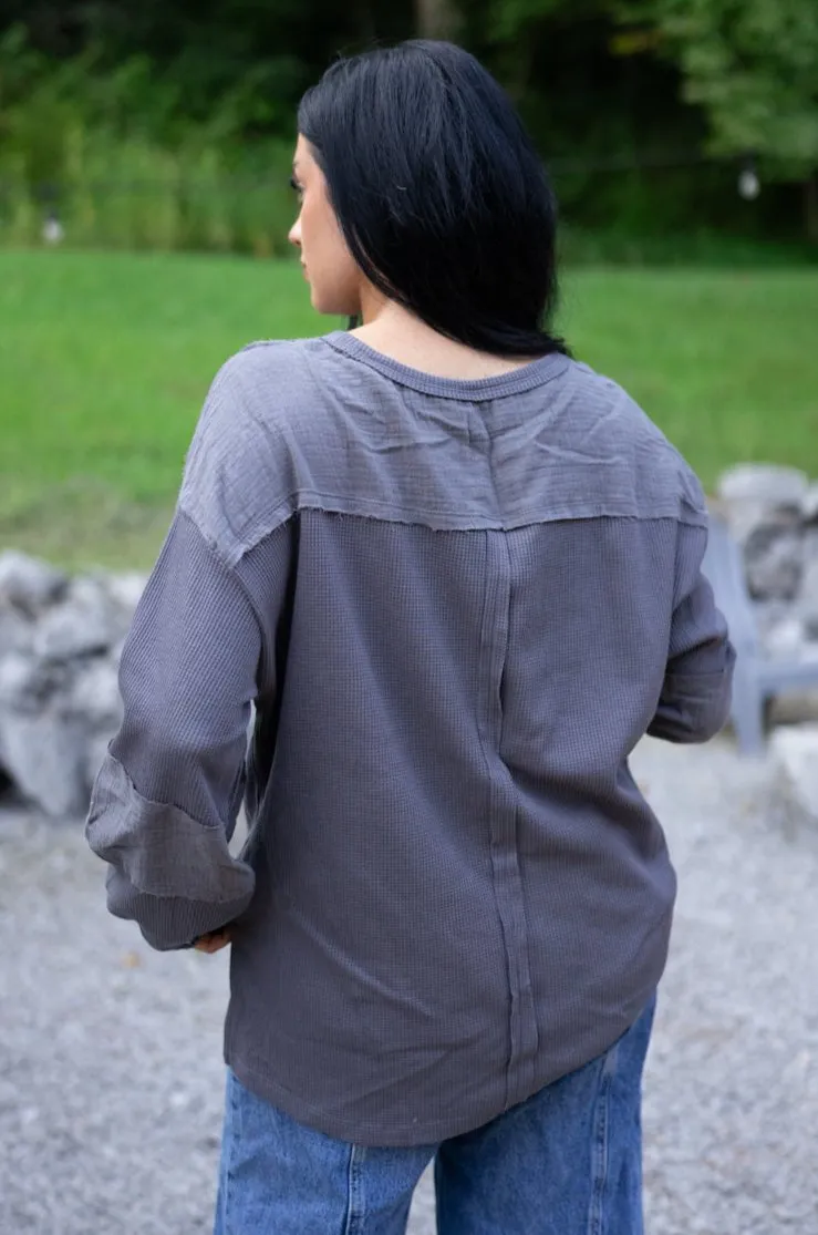 Kairi Exposed Seam Waffle Knit Top by Threaded Pear sold by Zulily product image thumbnail 2