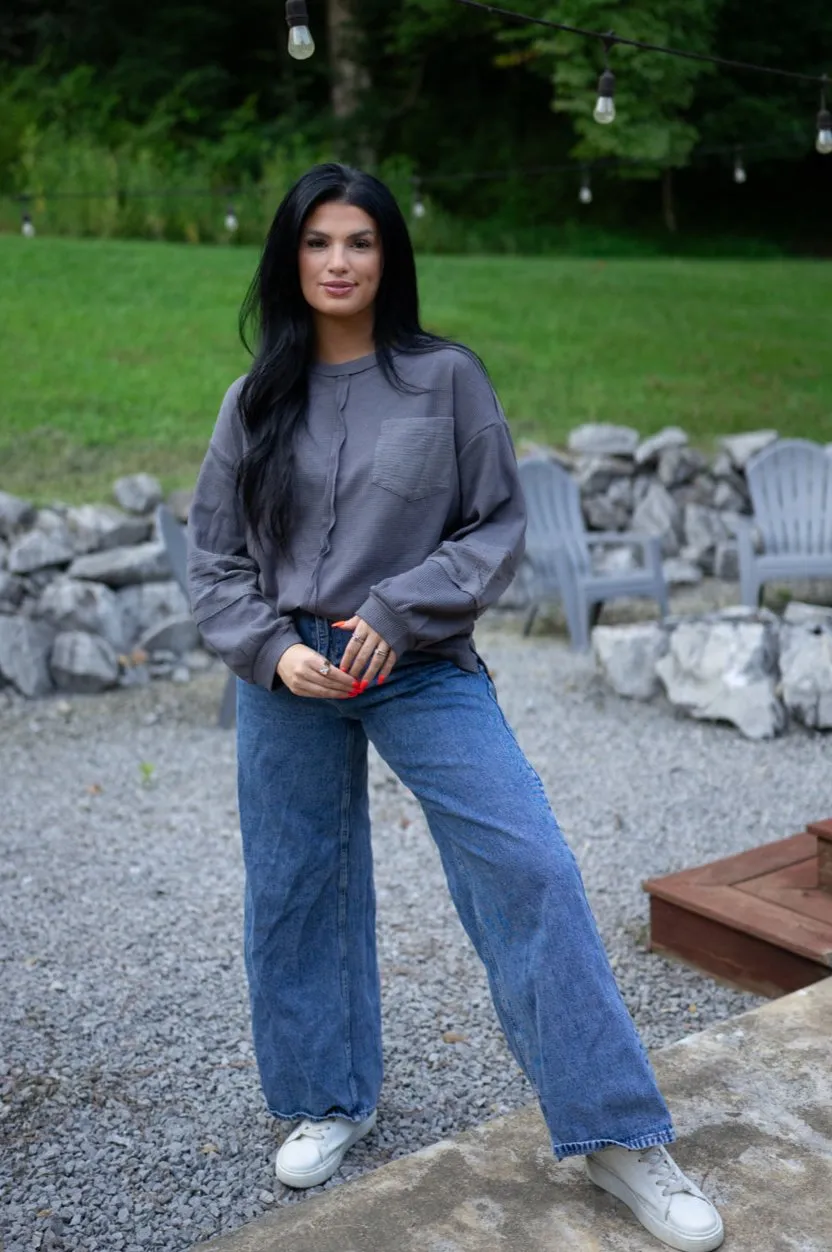 Kairi Exposed Seam Waffle Knit Top by Threaded Pear sold by Zulily product image thumbnail 5