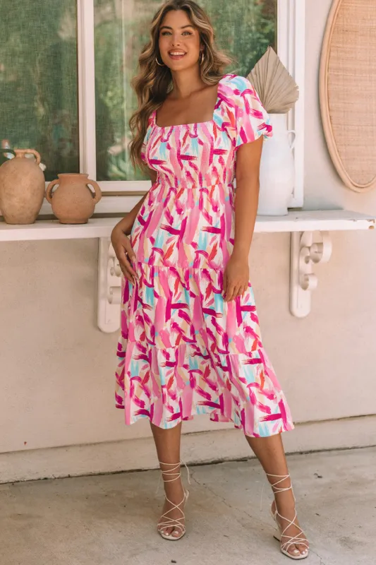 Dalia Smocked Ruffle Tiered Dress by Threaded Pear sold by Zulily