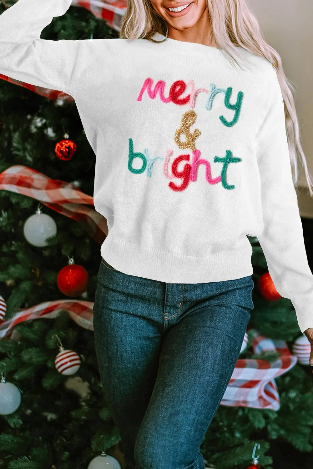 Selah Merry & Bright Round Neck Casual Sweater by Threaded Pear sold by Zulily