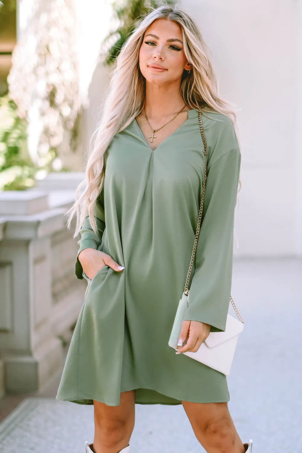 Mallory Roll-tab Sleeve Flowy Casual Dress by Threaded Pear sold by Zulily product image thumbnail 4
