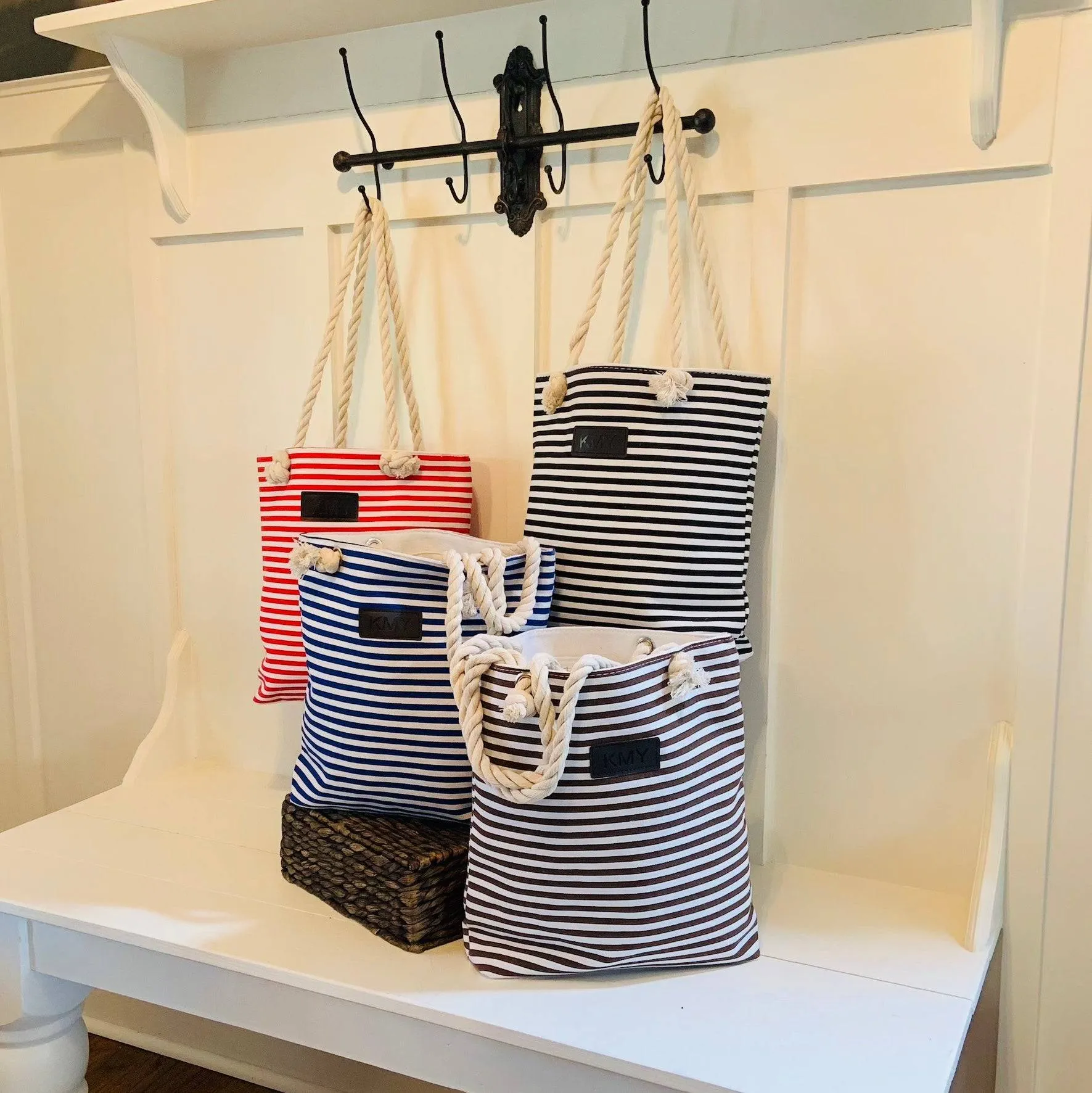 Striped Canvas Tote Bags by Threaded Pear sold by Zulily product image thumbnail 2