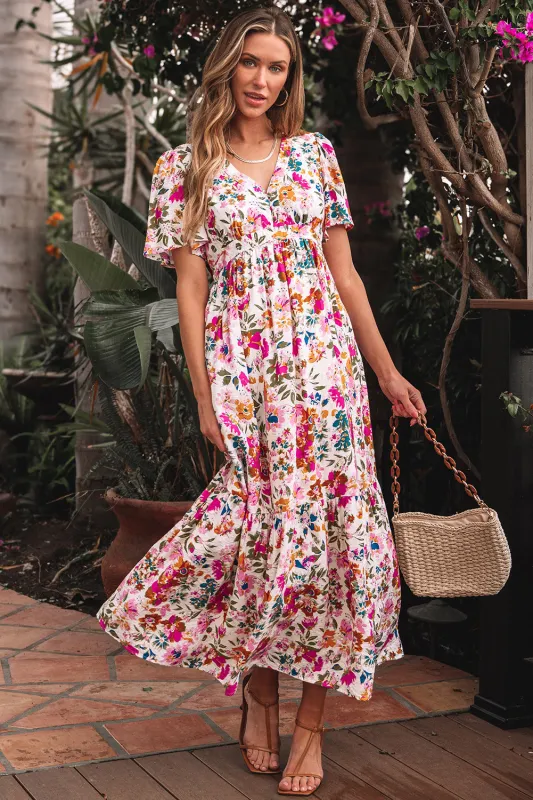 Kaitlyn Floral Short Sleeve Maxi Dress by Threaded Pear sold by Zulily