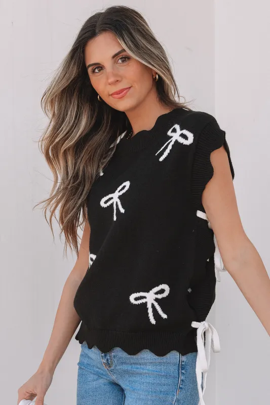 Dayana Bow Print Side Ties Sweater Top by Threaded Pear sold by Zulily