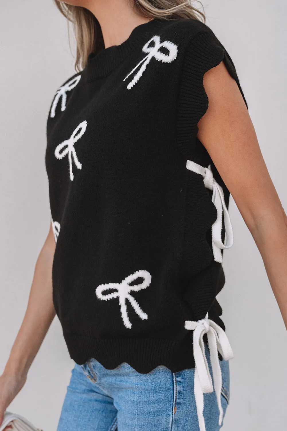 Dayana Bow Print Side Ties Sweater Top by Threaded Pear sold by Zulily product image thumbnail 5