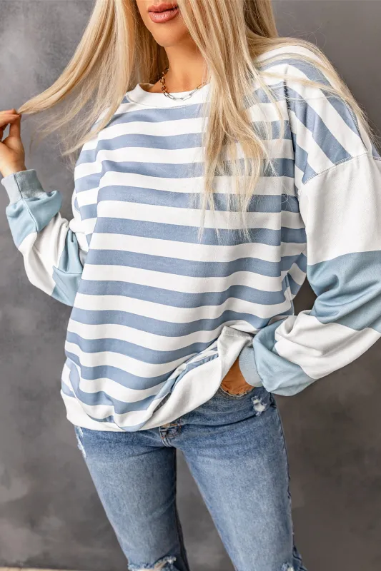 Elina Striped Pullover Sweatshirt by Threaded Pear made by Threaded Pear