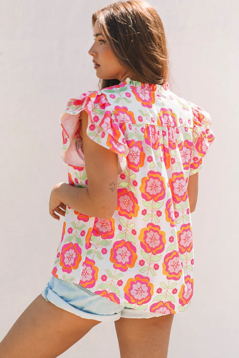 Mikaela Ric-rac Trim Split Neck Loose Blouse by Threaded Pear sold by Zulily product image thumbnail 2