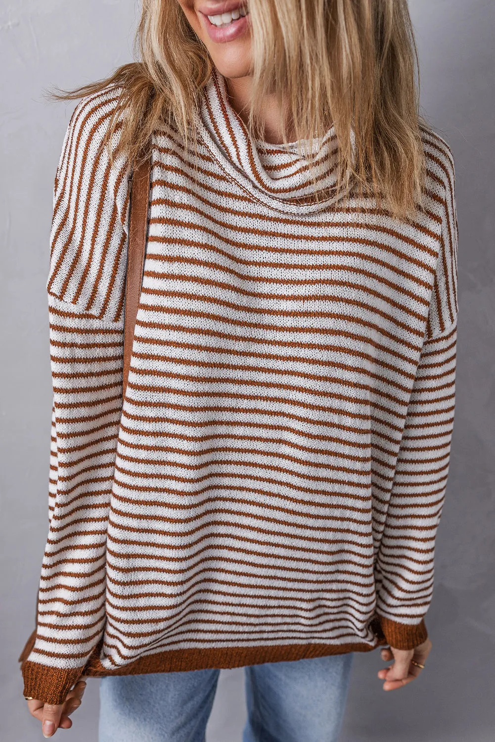 Alaia Striped Turtleneck Loose Sweater by Threaded Pear sold by Zulily product image thumbnail 4