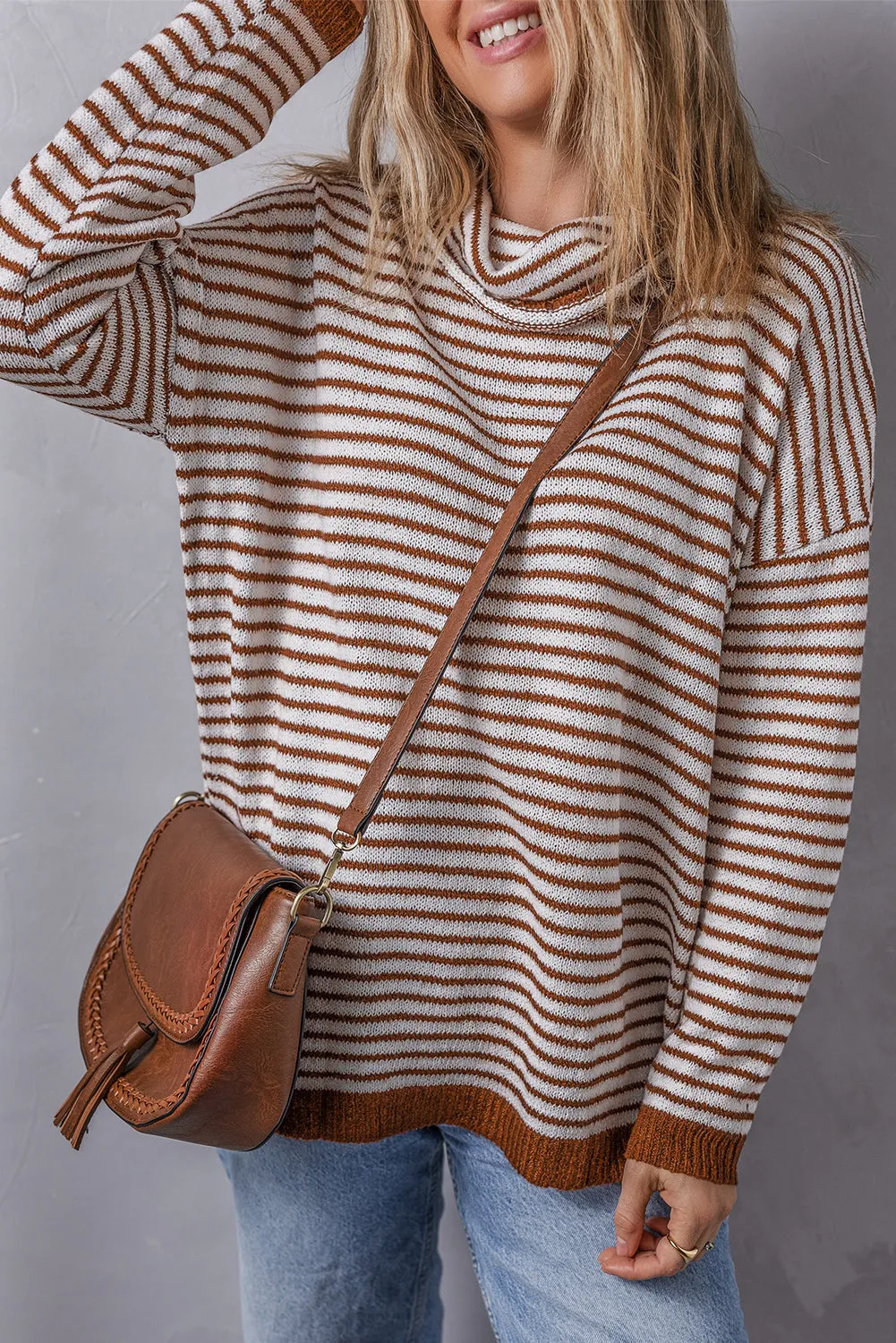 Alaia Striped Turtleneck Loose Sweater by Threaded Pear sold by Zulily product image thumbnail 3