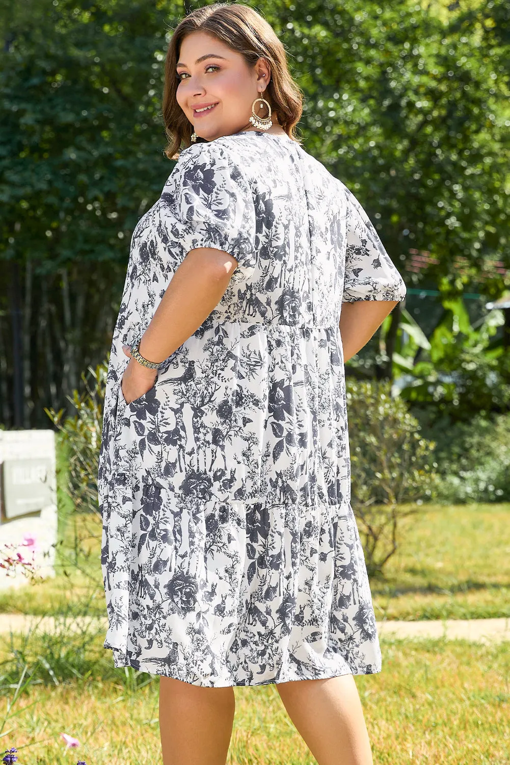 Luciana Plus Size Floral Bow Detail Midi Dress by Threaded Pear sold by Zulily product image thumbnail 2