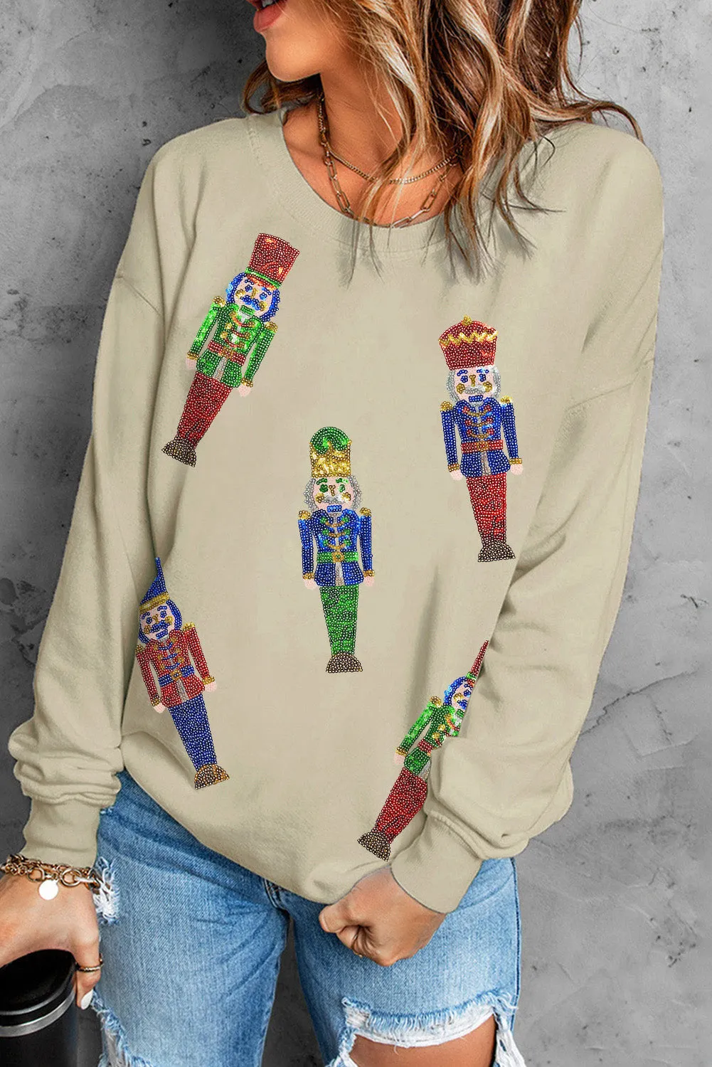 Willa Sequined Nutcracker Doll Casual Sweatshirt by Threaded Pear sold by Zulily