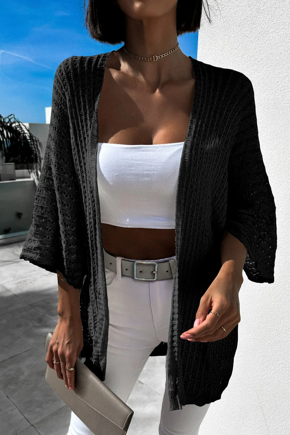 Tiana Knit Kimono Lightweight Cardigan by Threaded Pear sold by Zulily product image thumbnail 3