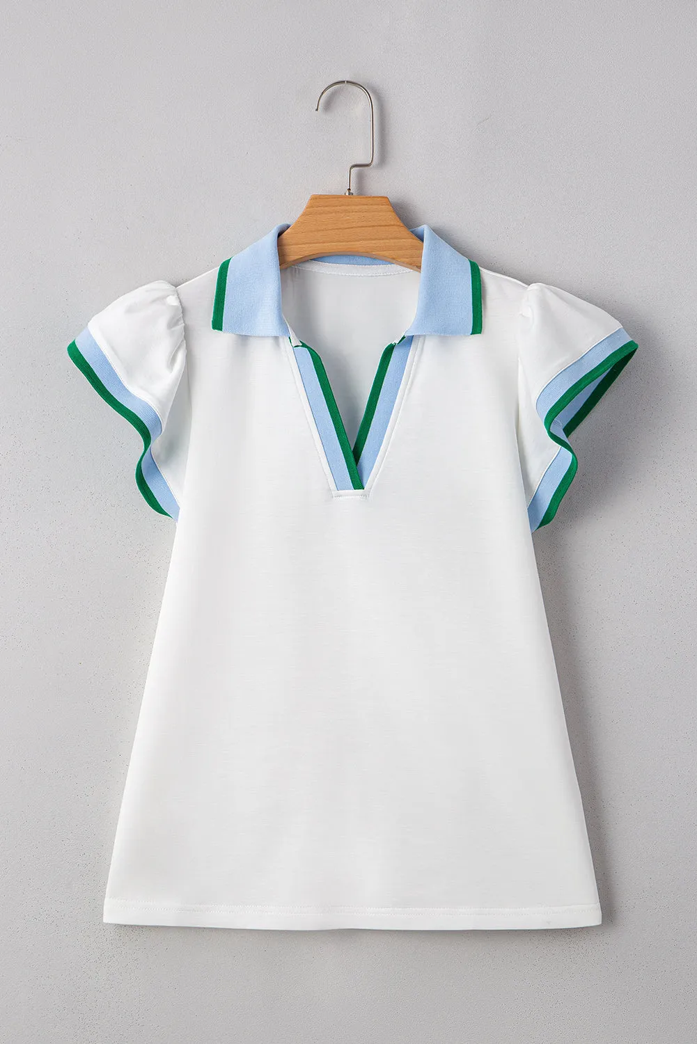 Candace Ruffled Sleeve Collared Blouse by Threaded Pear sold by Zulily