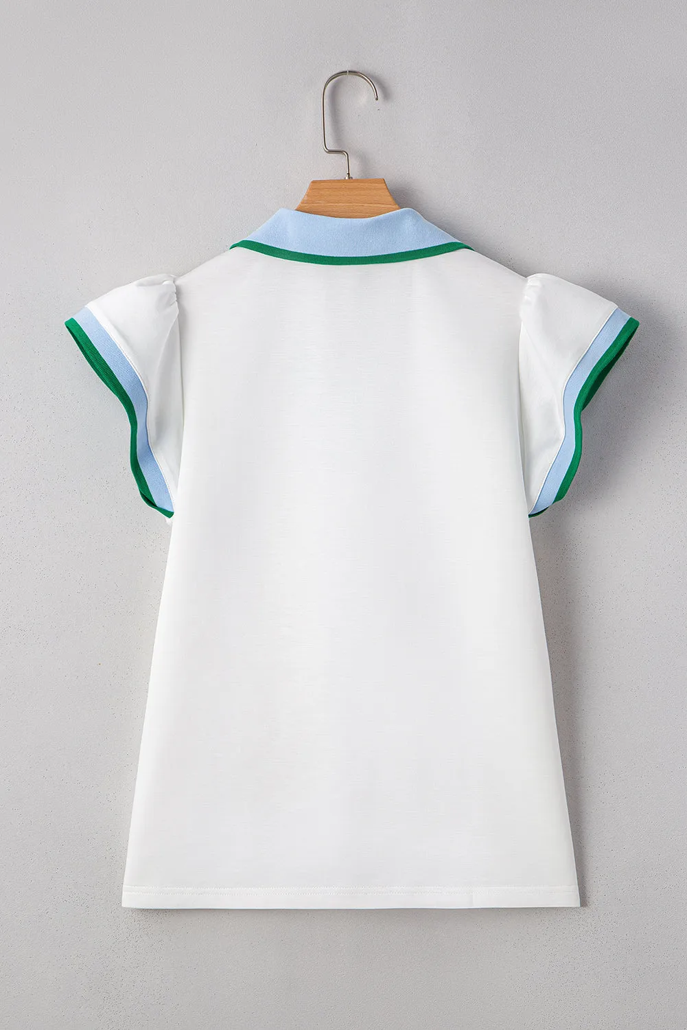 Candace Ruffled Sleeve Collared Blouse by Threaded Pear sold by Zulily product image thumbnail 2