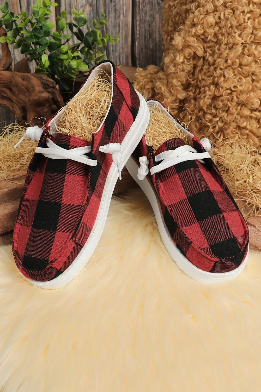 Kara Vintage Plaid Lace Up Flat Shoes by Threaded Pear sold by Zulily product image thumbnail 4