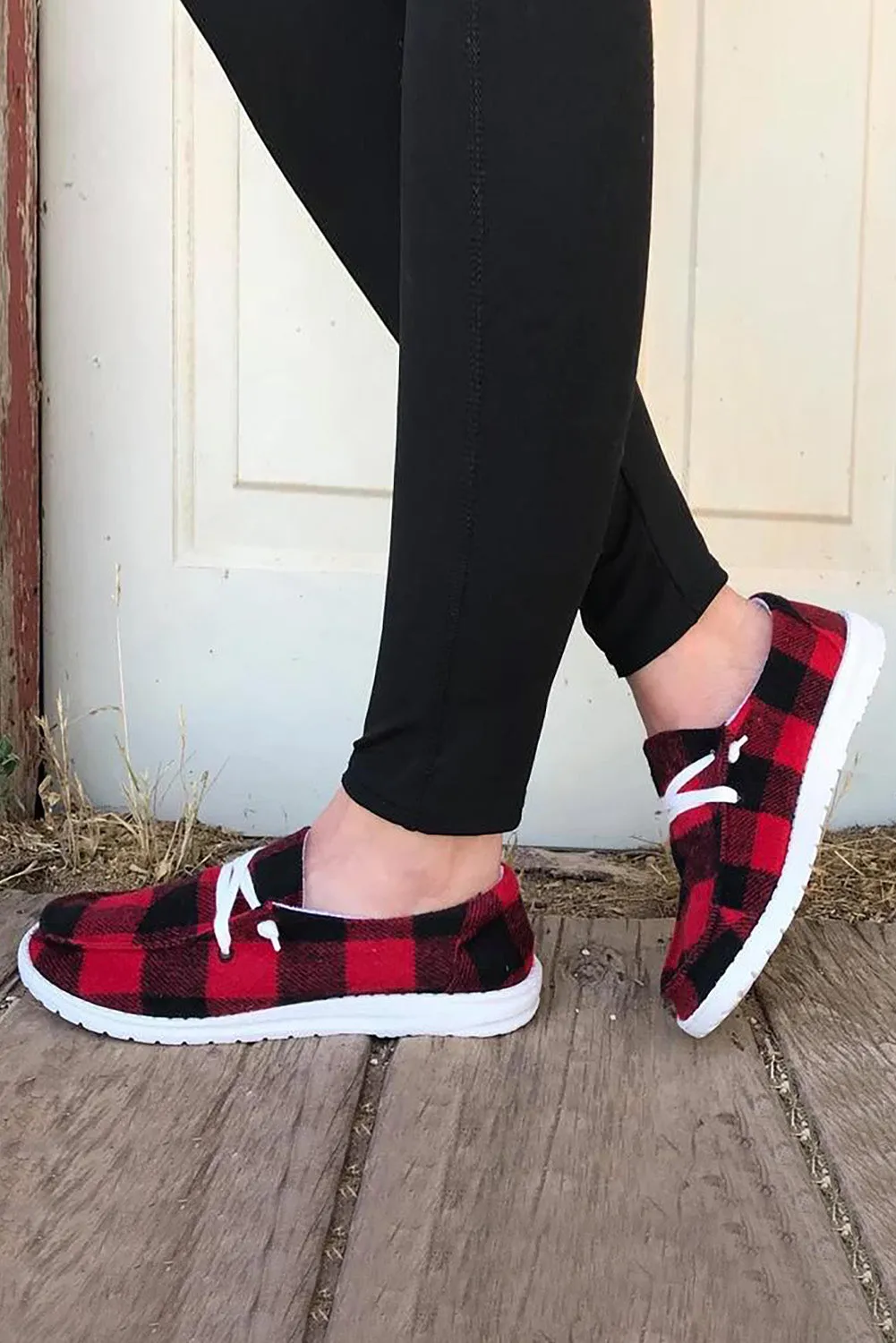 Kara Vintage Plaid Lace Up Flat Shoes by Threaded Pear sold by Zulily product image thumbnail 3