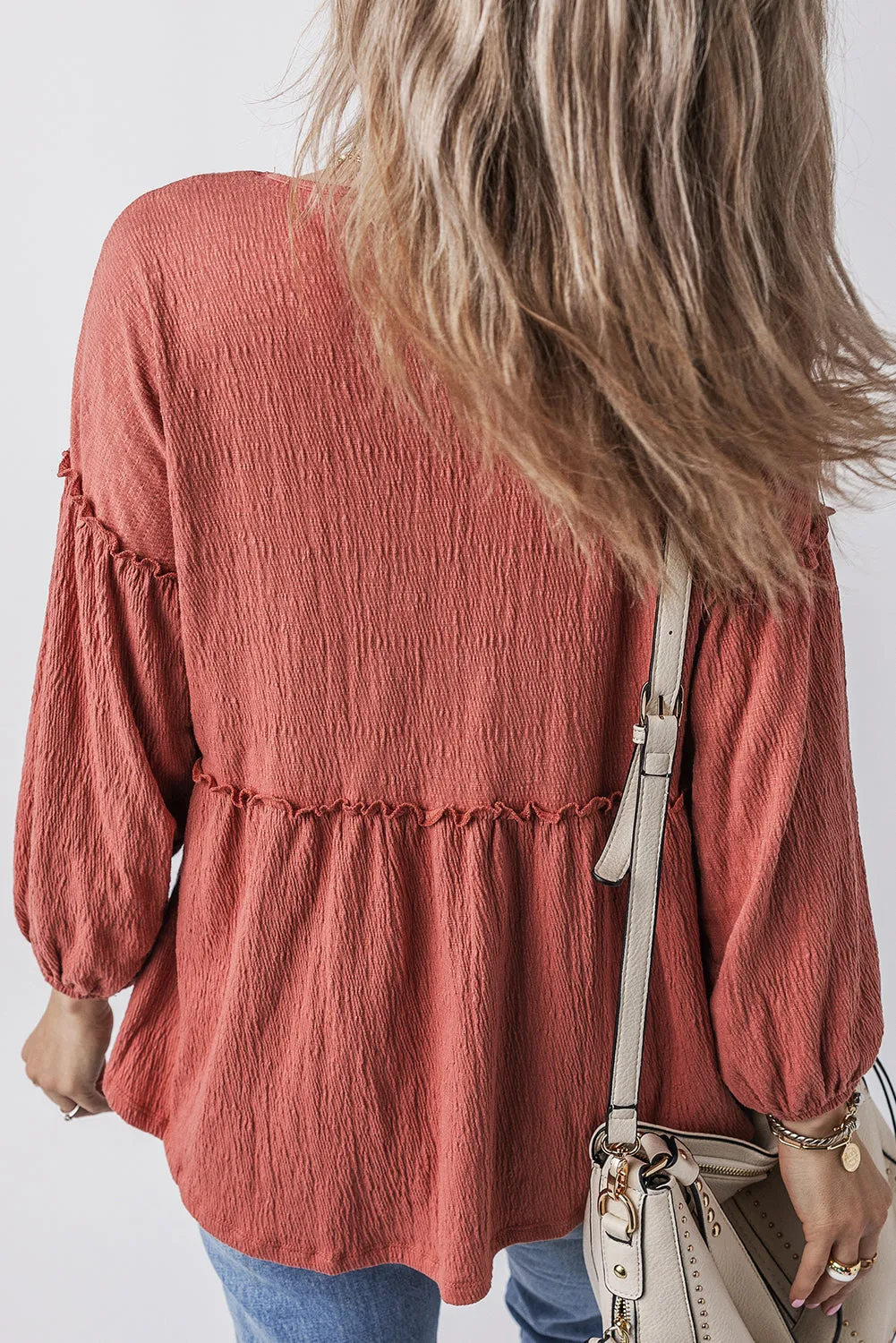 Rowan Textured Frilled Trim Puff Sleeve Blouse by Threaded Pear sold by Zulily product image thumbnail 2