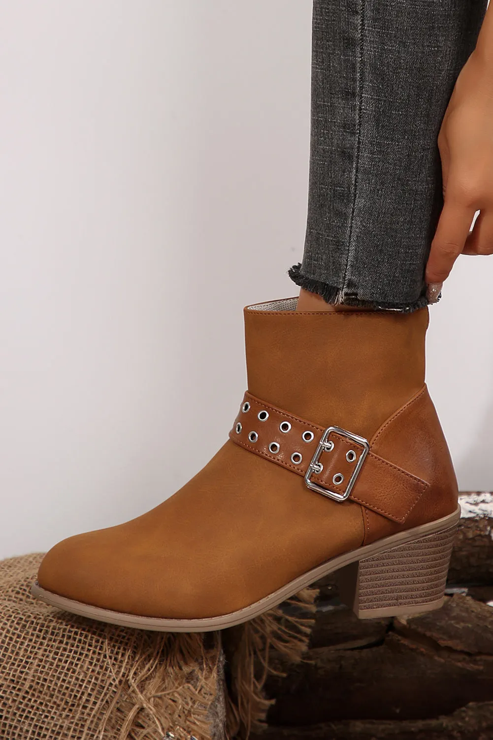 Eyelet Buckled Ankle Boots by Threaded Pear sold by Zulily product image thumbnail 2