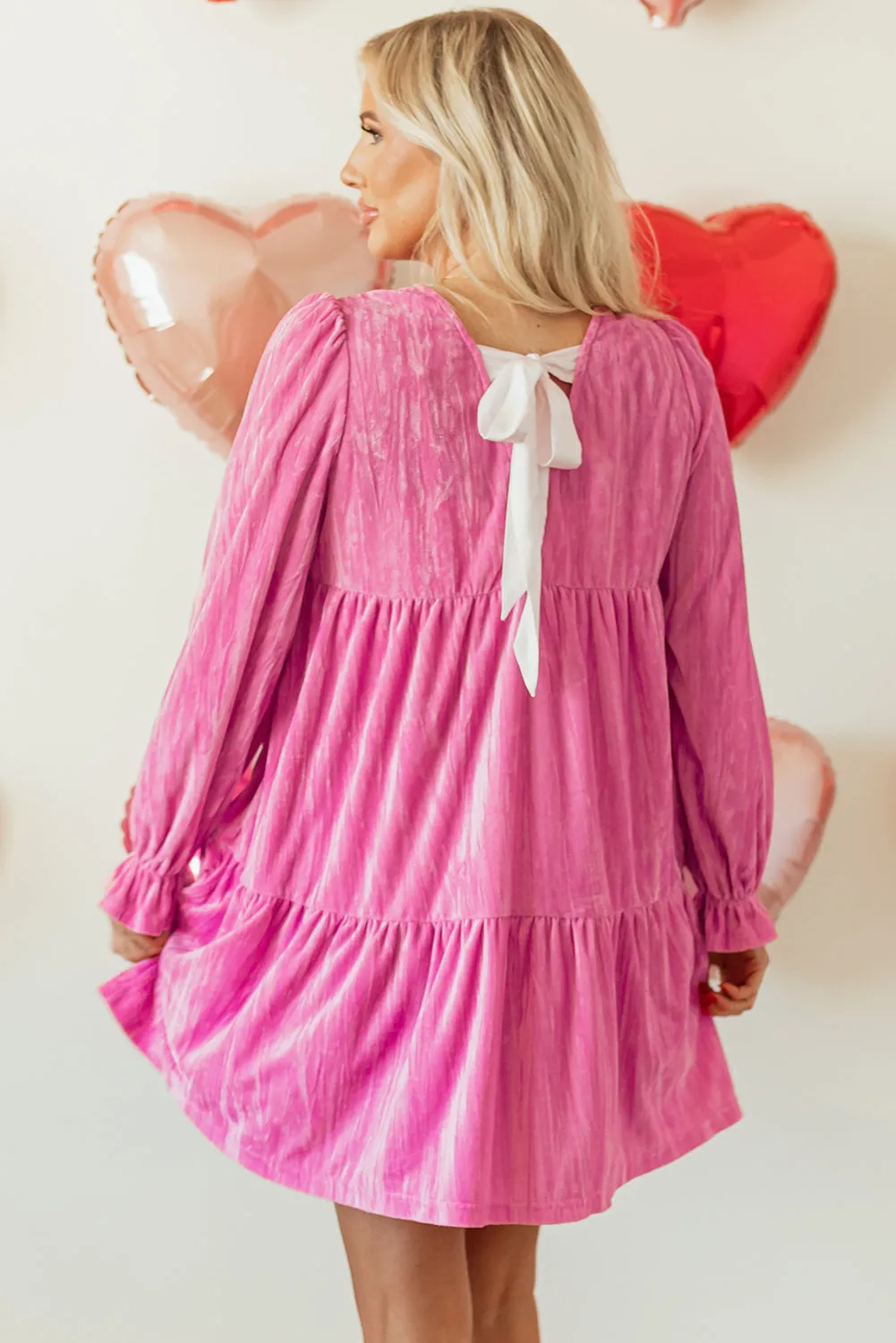 Dahlia Flounce Sleeve Tiered Ruffled Velvet Mini Dress by Threaded Pear sold by Zulily product image thumbnail 2