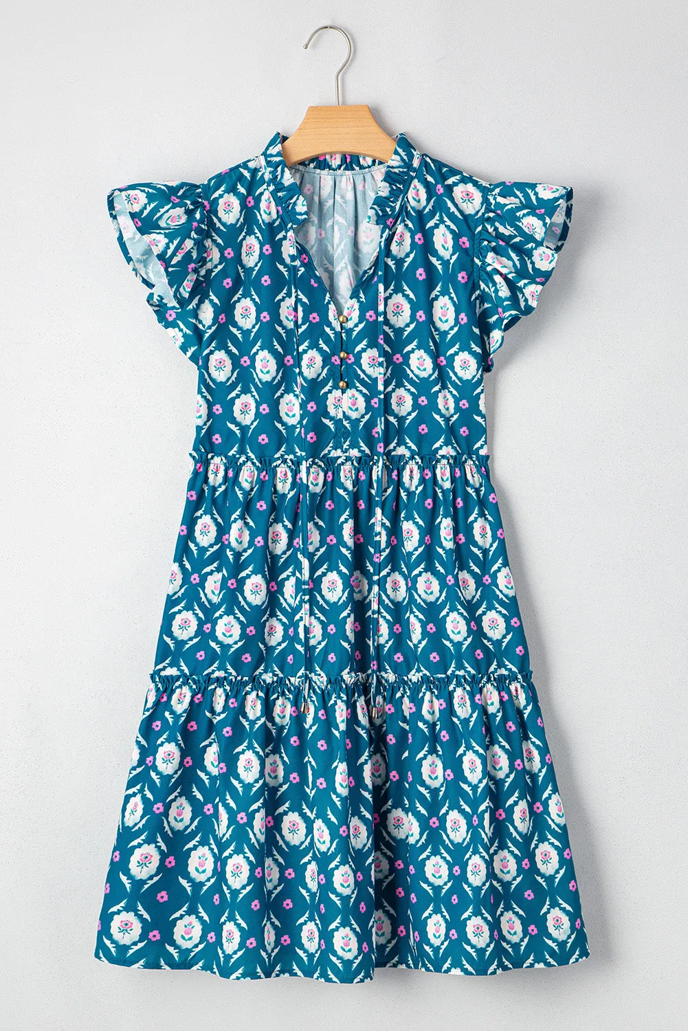 Sierra Retro Floral Ruffle Short Sleeve Dress by Threaded Pear sold by Zulily product image thumbnail 5